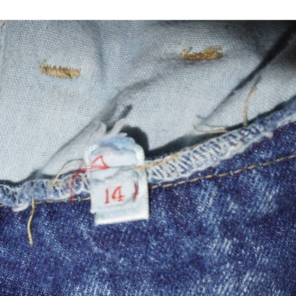 Vintage Jit & Co Spiral Embroidered Denim Shorts Size 14 High Rise Acid Wash Y2K - Picture 6 of 6